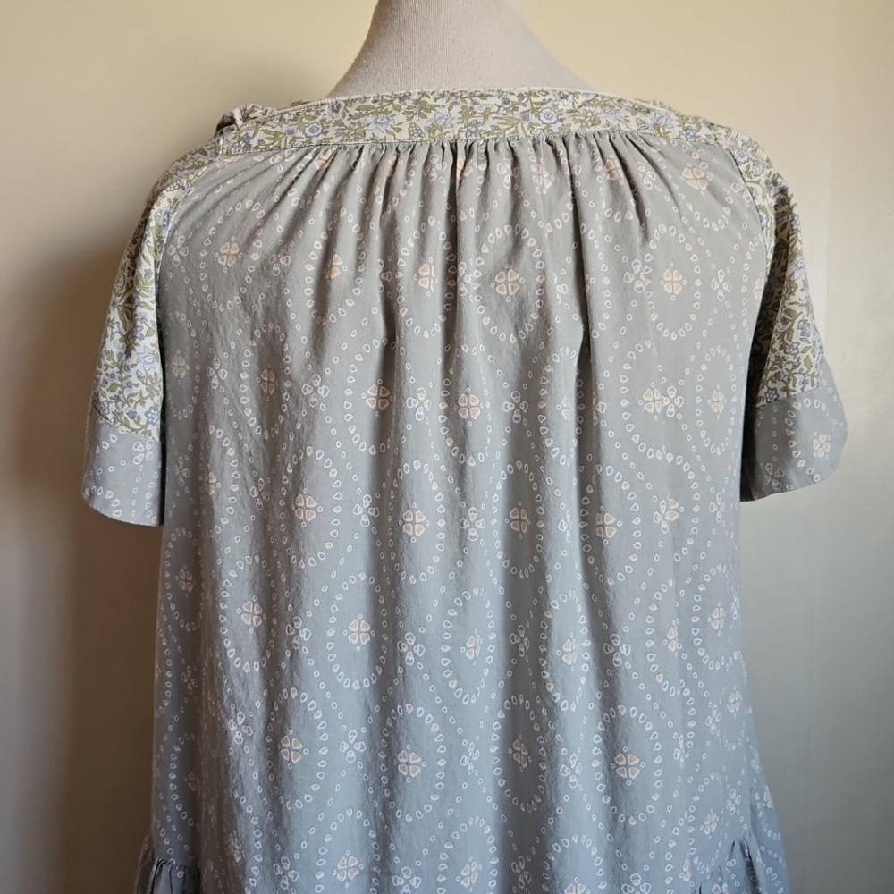 Umgee Floral Trapez & Swing Mini-Dress Short Sleeves With Pockets Size Small - Picture 10 of 14